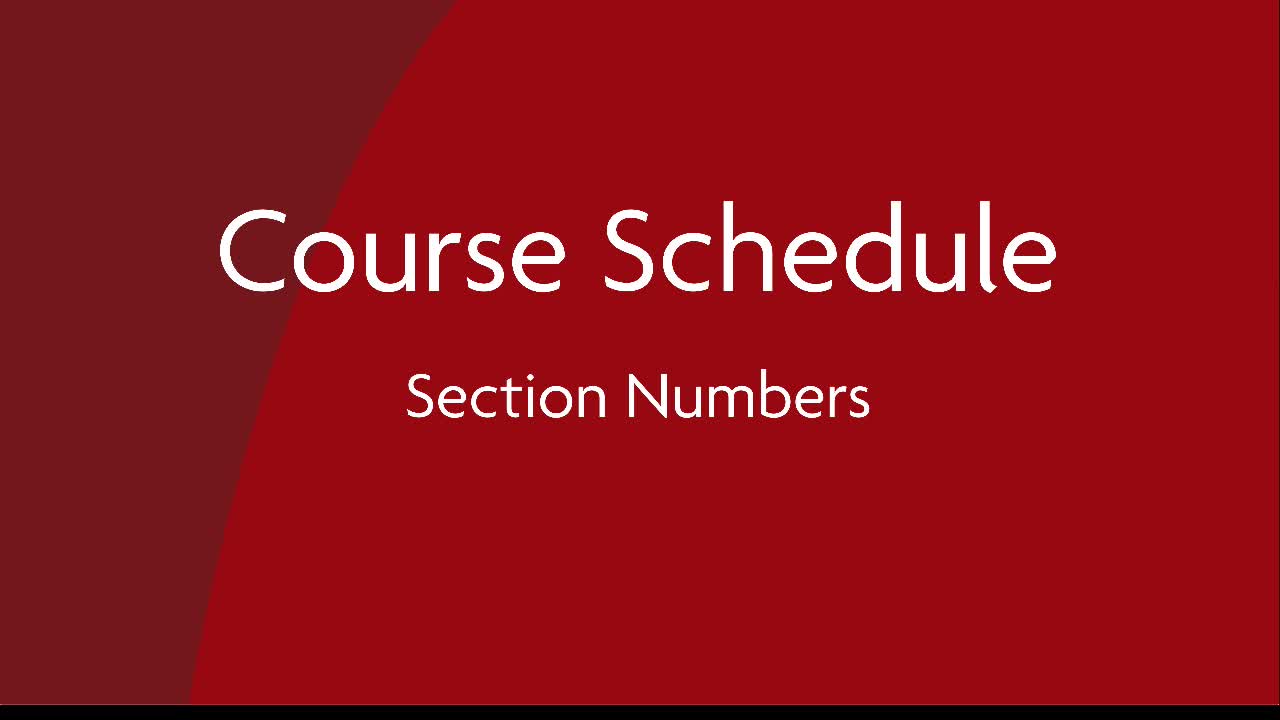 Course Schedule: Understanding Section Numbers